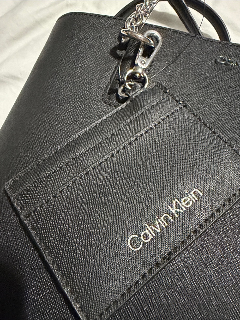 Calvin Klein Black Tote with Silver Chain Handles - Picture 15 of 16